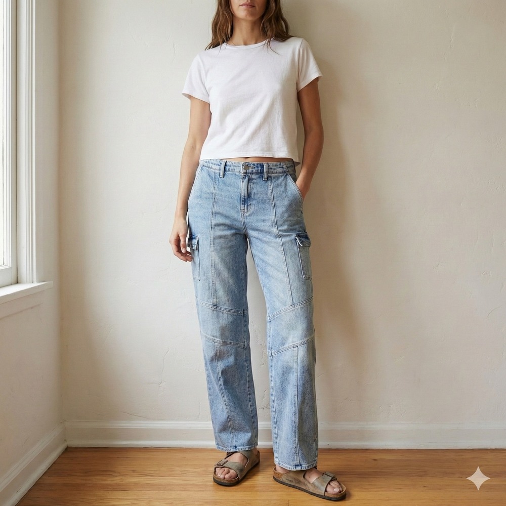 L'Agence Brooklyn Jeans Womens 28 High Rise Wide Leg Utility‎ Brewer Cargo Baggy